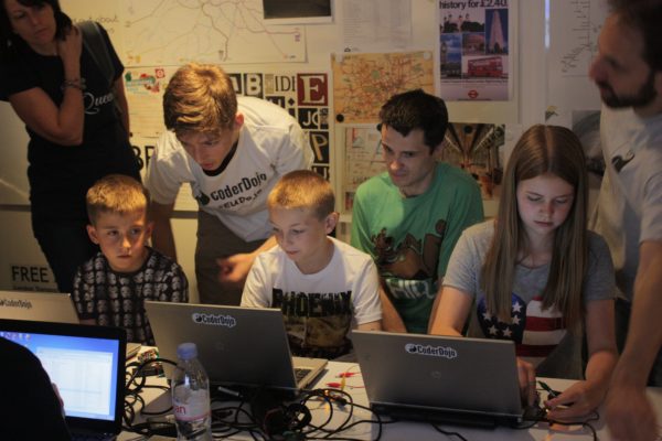 Children sat in front of computers